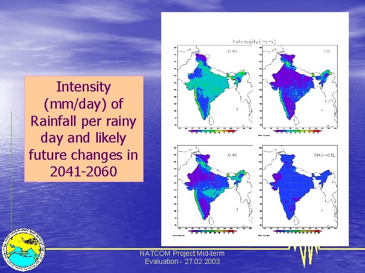 Intensity (mm/day) of Rainfall per rainy day and likely future changes in 2041 -2060