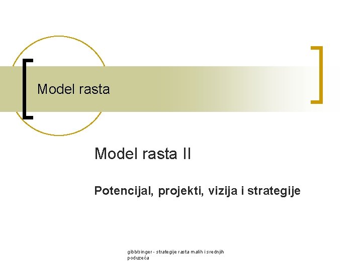 Model rasta II Potencijal, projekti, vizija i strategije gibb/singer - strategije rasta malih i