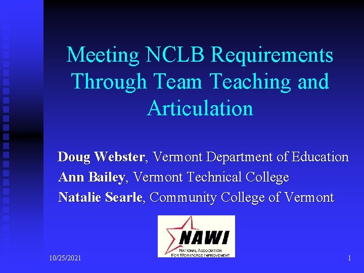 Meeting NCLB Requirements Through Team Teaching and Articulation