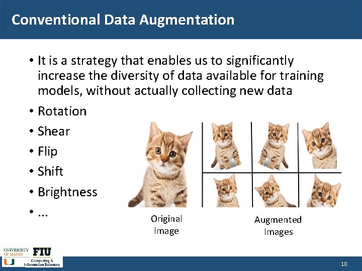 Conventional Data Augmentation • It is a strategy that enables us to significantly increase