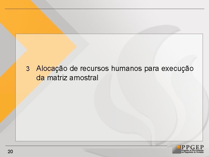 3 20 Alocação de recursos humanos para execução da matriz amostral 