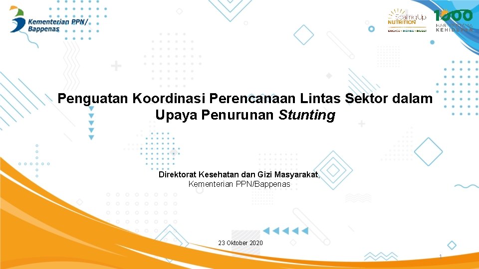 Penguatan Koordinasi Perencanaan Lintas Sektor dalam Upaya Penurunan Stunting Direktorat Kesehatan dan Gizi Masyarakat,