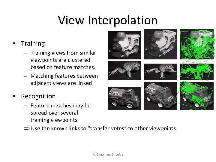 View Interpolation • Training – Training views from similar viewpoints are clustered based on