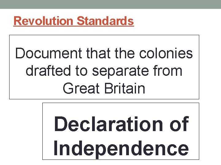 Revolution Standards Document that the colonies drafted to separate from Great Britain Declaration of Revolution Standards Document that the colonies drafted to separate from Great Britain Declaration of