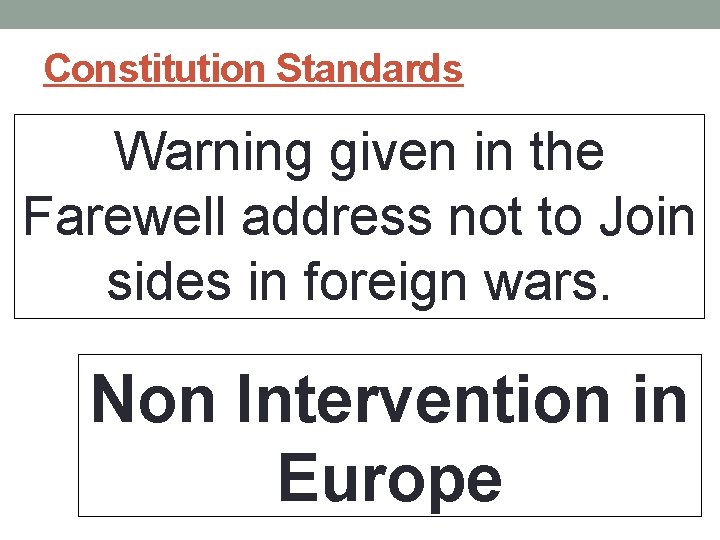 Constitution Standards Warning given in the Farewell address not to Join sides in foreign Constitution Standards Warning given in the Farewell address not to Join sides in foreign