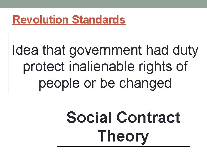 Revolution Standards Idea that government had duty protect inalienable rights of people or be Revolution Standards Idea that government had duty protect inalienable rights of people or be