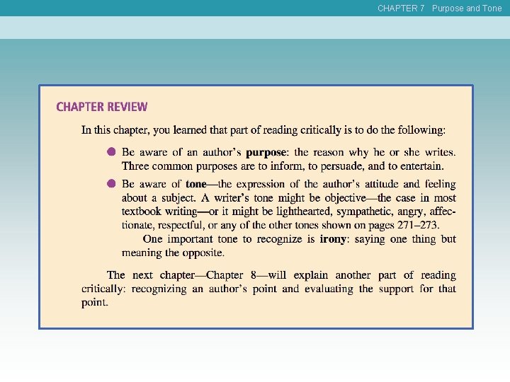 CHAPTER 7 Purpose and Tone 