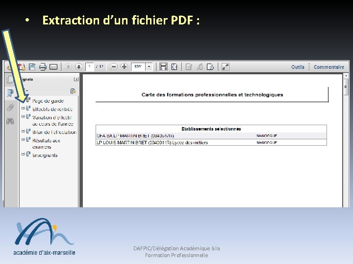  • Extraction d’un fichier PDF : DAFPIC/Délégation Académique à la Formation Professionnelle 