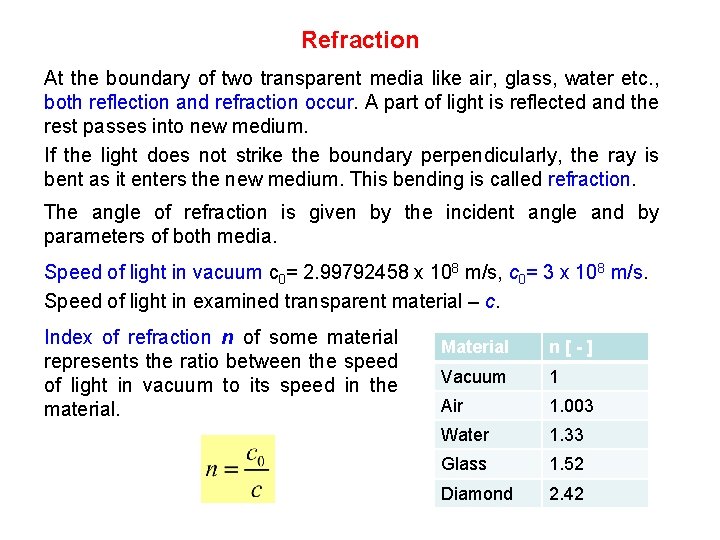 Refraction At the boundary of two transparent media like air, glass, water etc. ,