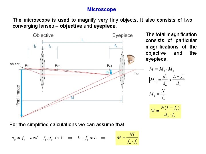 Microscope The microscope is used to magnify very tiny objects. It also consists of