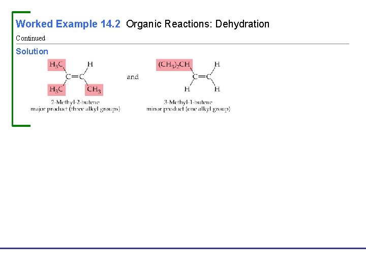 Worked Example 14. 2 Organic Reactions: Dehydration Continued Solution Fundamentals of General, Organic, and