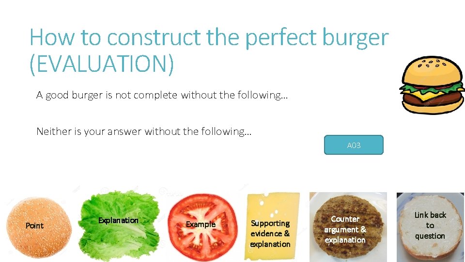 How to construct the perfect burger (EVALUATION) A good burger is not complete without