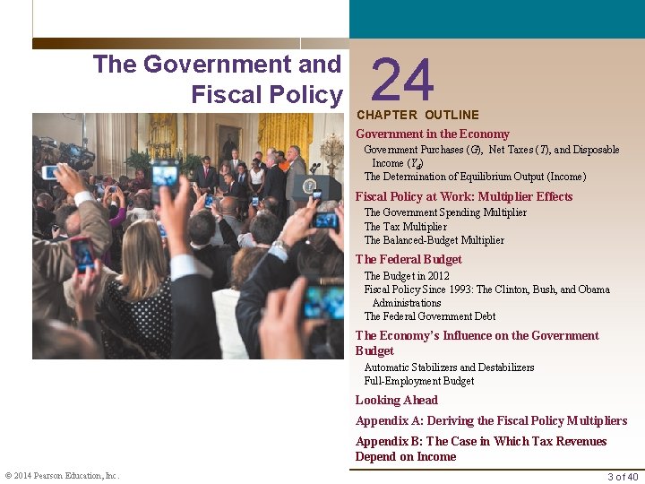 The Government and Fiscal Policy 24 CHAPTER OUTLINE Government in the Economy Government Purchases
