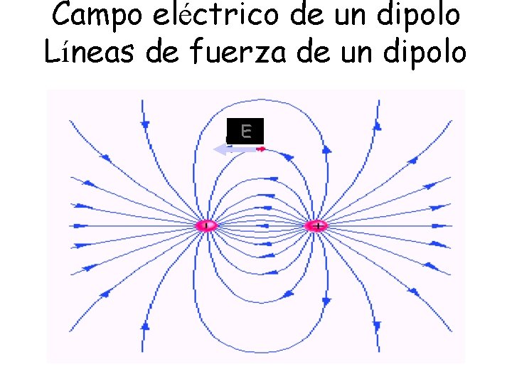 Campo eléctrico de un dipolo Líneas de fuerza de un dipolo E 