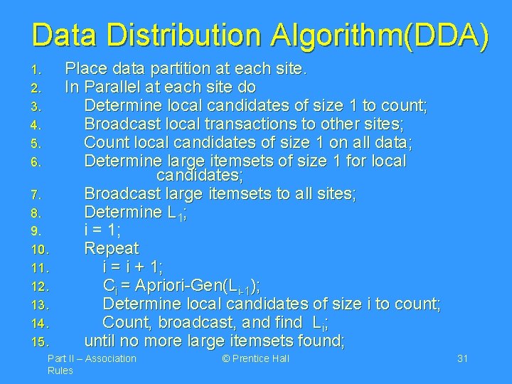 Data Distribution Algorithm(DDA) 1. 2. 3. 4. 5. 6. 7. 8. 9. 10. 11.