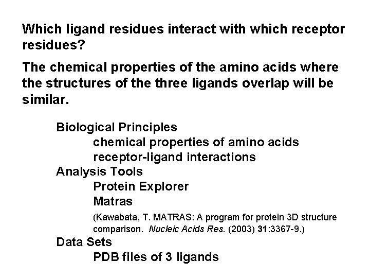 Which ligand residues interact with which receptor residues? The chemical properties of the amino