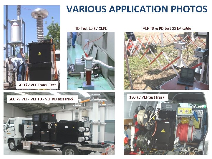 VARIOUS APPLICATION PHOTOS TD Test 15 k. V XLPE VLF TD & PD test