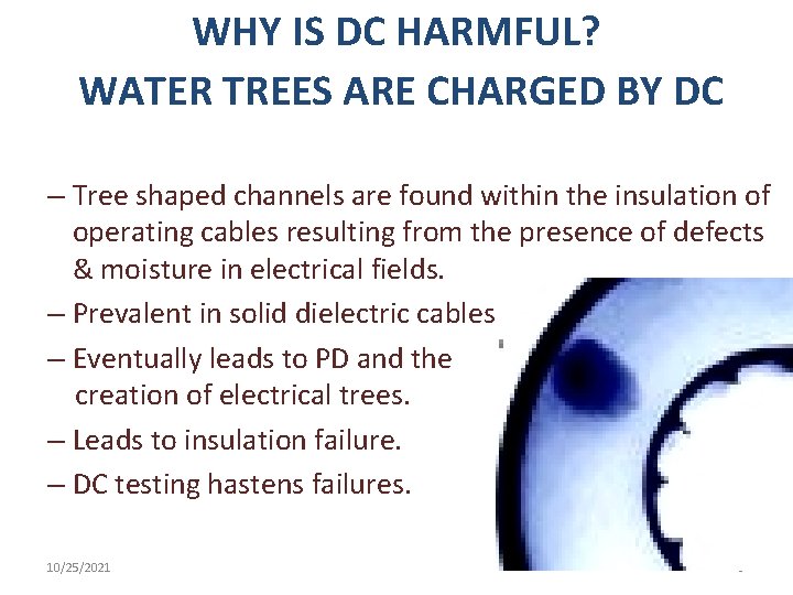 WHY IS DC HARMFUL? WATER TREES ARE CHARGED BY DC – Tree shaped channels