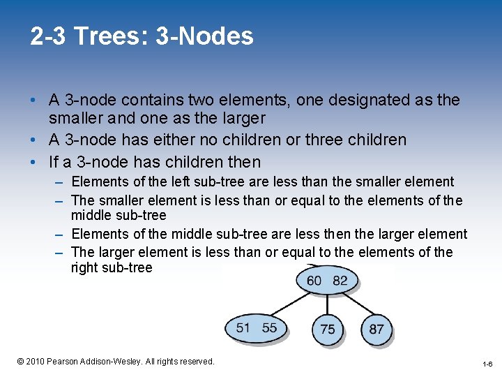 2 -3 Trees: 3 -Nodes • A 3 -node contains two elements, one designated