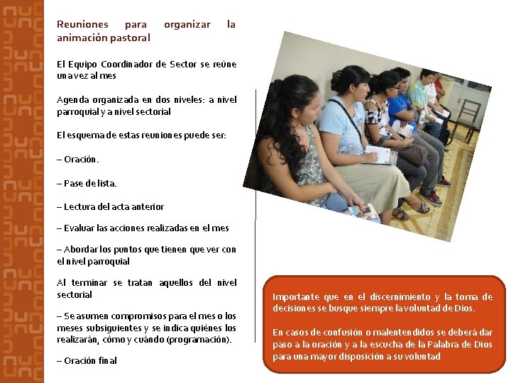 Reuniones para animación pastoral organizar la El Equipo Coordinador de Sector se reúne una