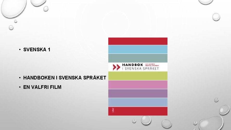  • SVENSKA 1 • HANDBOKEN I SVENSKA SPRÅKET • EN VALFRI FILM 