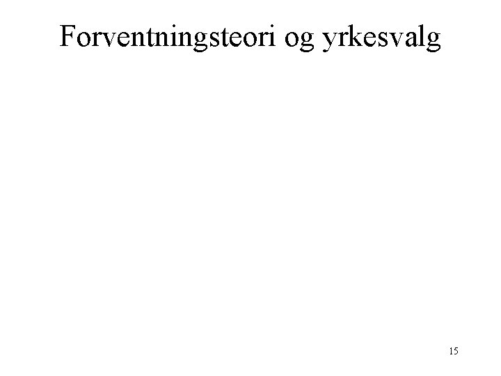 Forventningsteori og yrkesvalg 15 