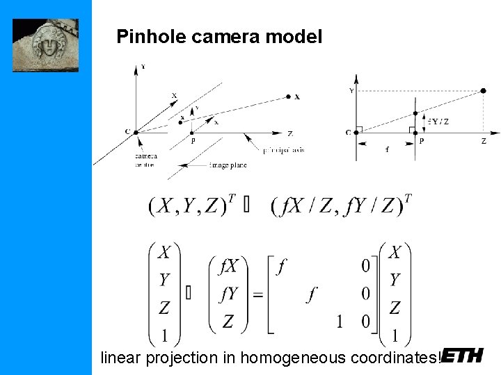 Pinhole camera model linear projection in homogeneous coordinates! 