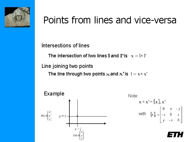 Points from lines and vice-versa Intersections of lines The intersection of two lines and