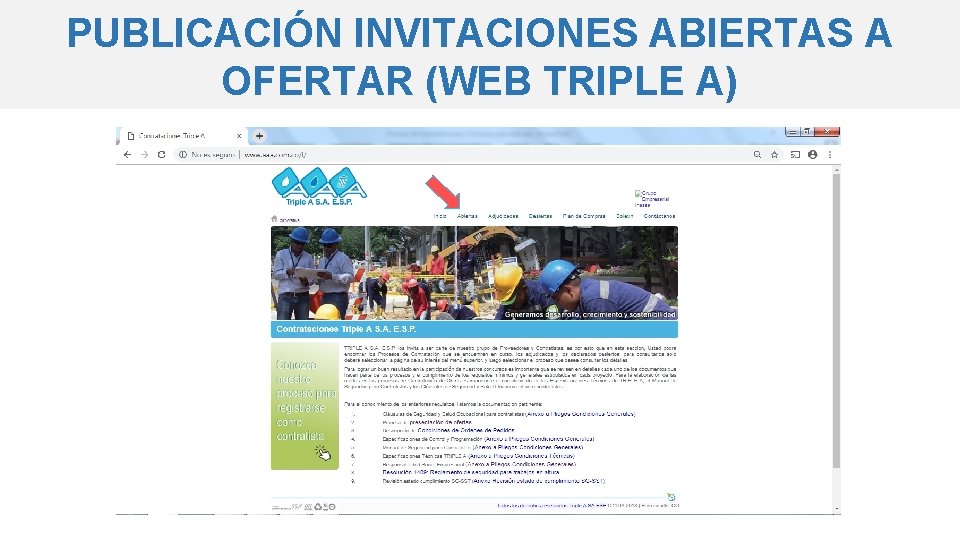 PUBLICACIÓN INVITACIONES ABIERTAS A OFERTAR (WEB TRIPLE A) 
