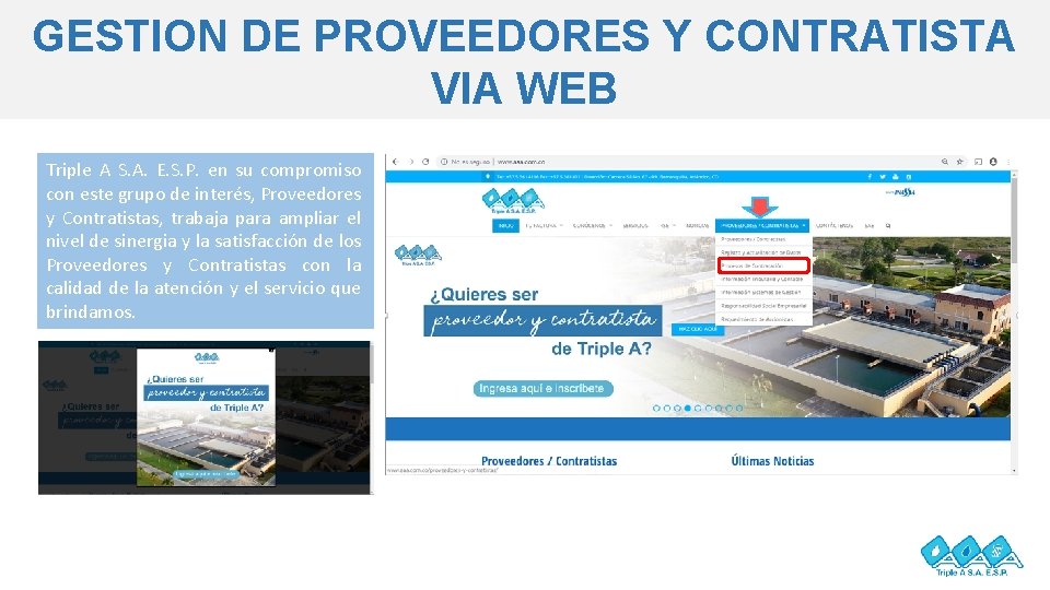 GESTION DE PROVEEDORES Y CONTRATISTA VIA WEB Triple A S. A. E. S. P.