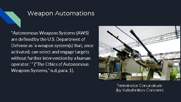 Development of AI and Weapon Automation By Michel