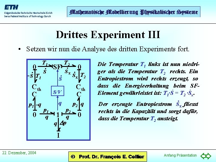 Drittes Experiment III • Setzen wir nun die Analyse des dritten Experiments fort. T