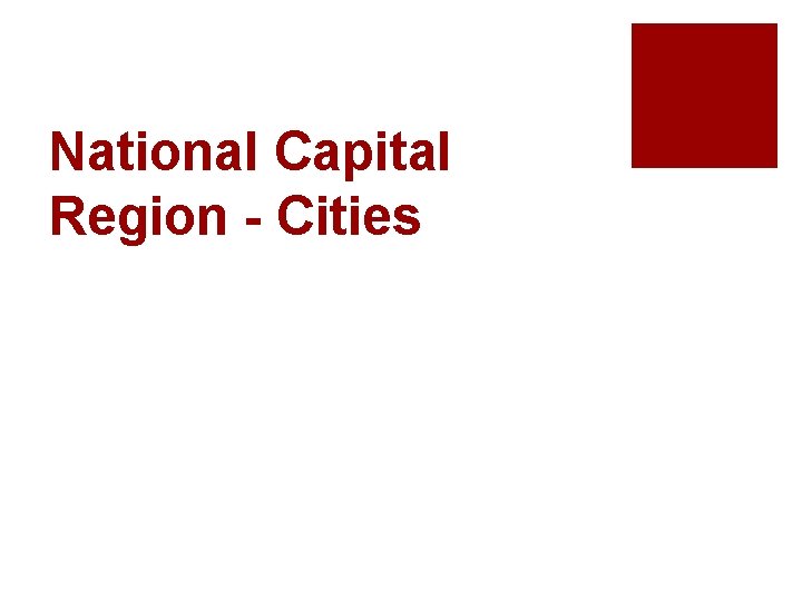 National Capital Region - Cities 