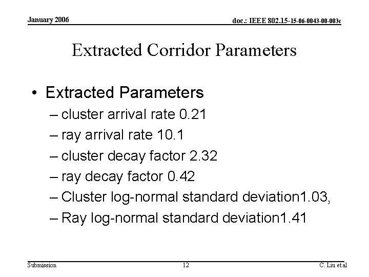 January 2006 doc. : IEEE 802. 15 -15 -06 -0043 -00 -003 c Extracted