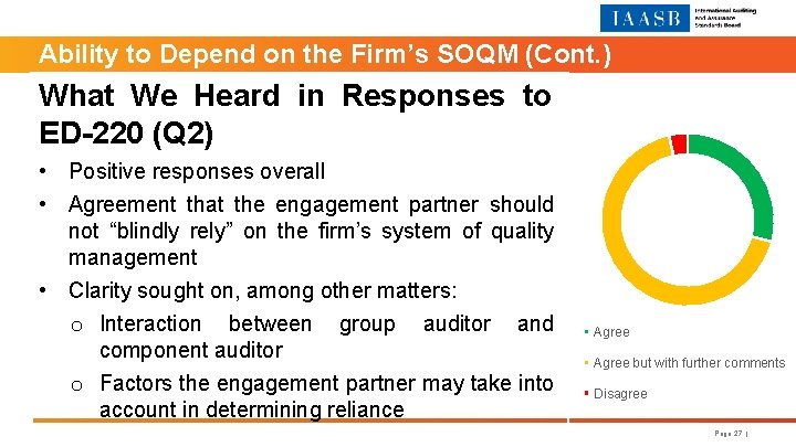 Ability to Depend on the Firm’s SOQM (Cont. ) What We Heard in Responses