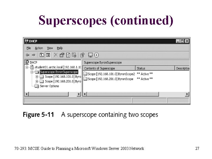 Superscopes (continued) 70 -293: MCSE Guide to Planning a Microsoft Windows Server 2003 Network
