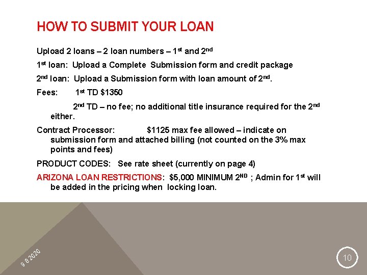 HOW TO SUBMIT YOUR LOAN Upload 2 loans – 2 loan numbers – 1