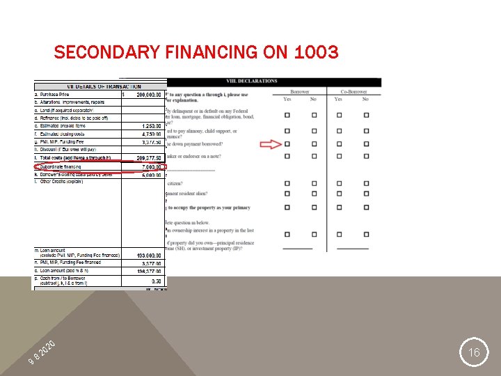 SECONDARY FINANCING ON 1003 9 8 20 20 16 