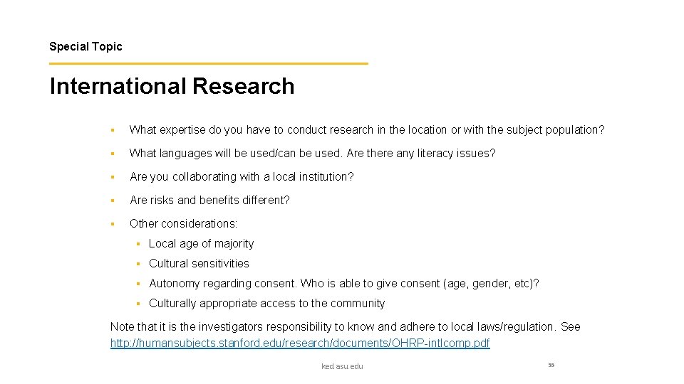 Special Topic International Research § What expertise do you have to conduct research in