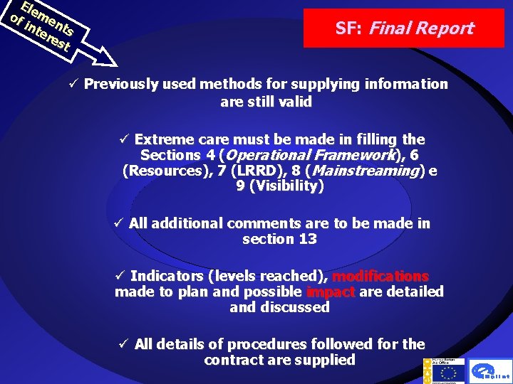 Ele of me int nts ere st SF: Final Report ü Previously used methods