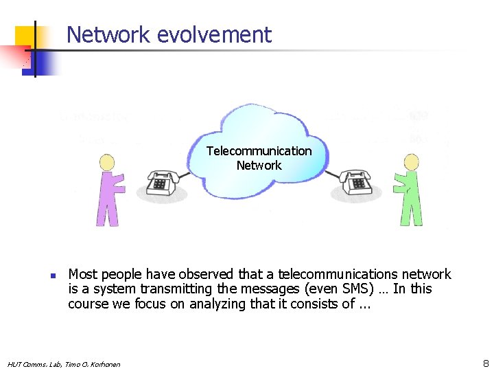 Network evolvement Telecommunication Network n Most people have observed that a telecommunications network is