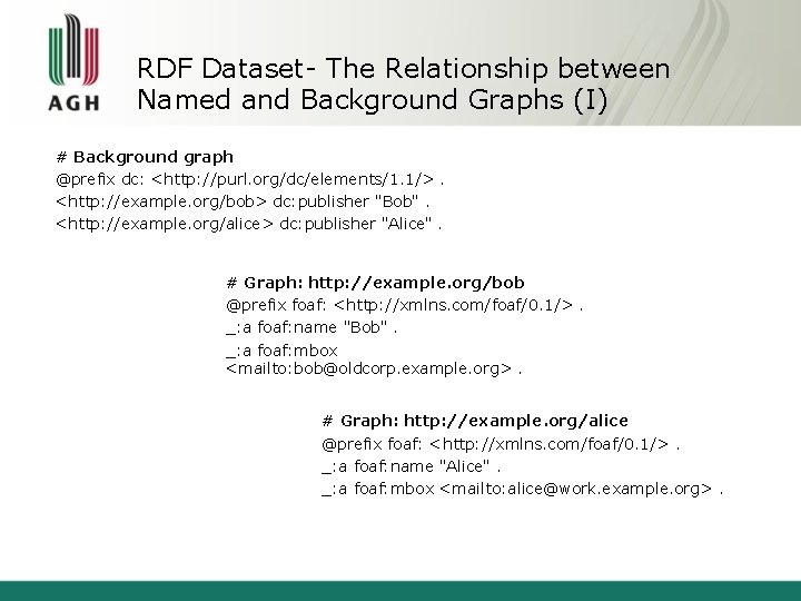 RDF Dataset- The Relationship between Named and Background Graphs (I) # Background graph @prefix