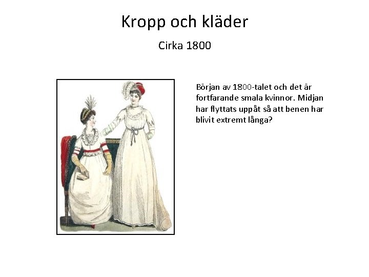 Kropp och kläder Cirka 1800 Början av 1800 -talet och det är fortfarande smala