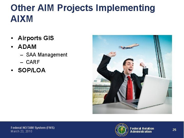 Other AIM Projects Implementing AIXM • Airports GIS • ADAM – SAA Management –