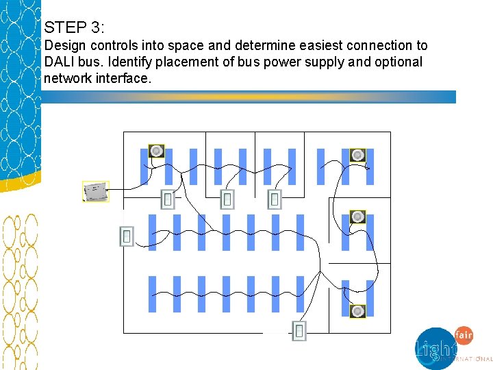 STEP 3: Design controls into space and determine easiest connection to DALI bus. Identify