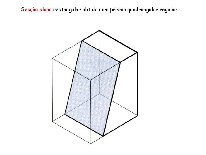 Secção plana rectangular obtida num prisma quadrangular regular. 