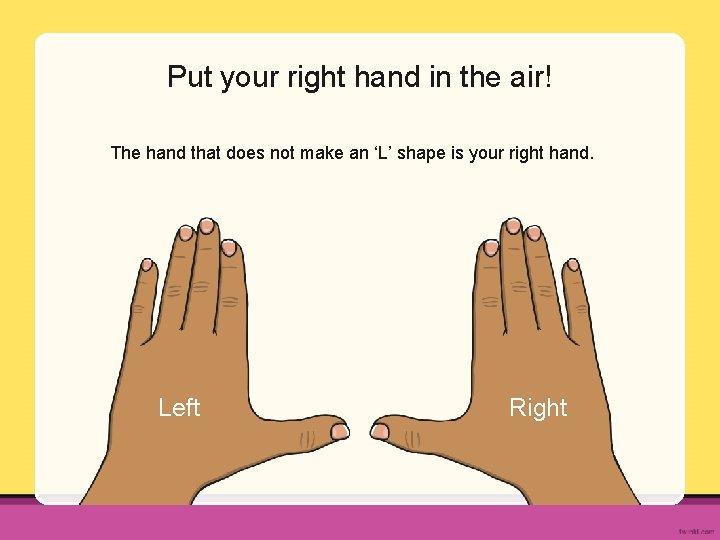 Put your right hand in the air! The hand that does not make an