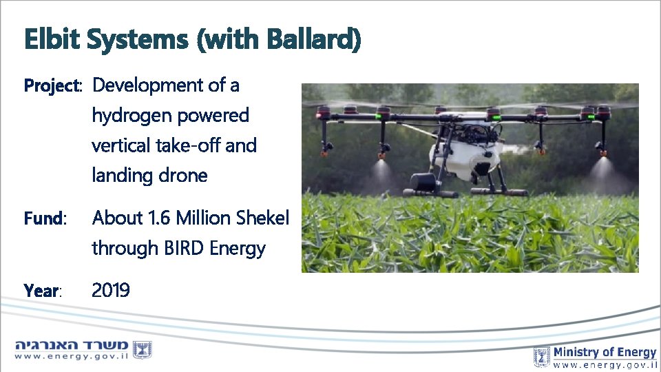 Elbit Systems (with Ballard) Project: Development of a hydrogen powered vertical take-off and landing