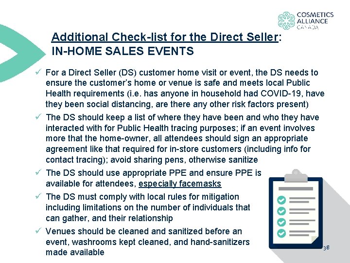 Additional Check-list for the Direct Seller: IN-HOME SALES EVENTS ü For a Direct Seller