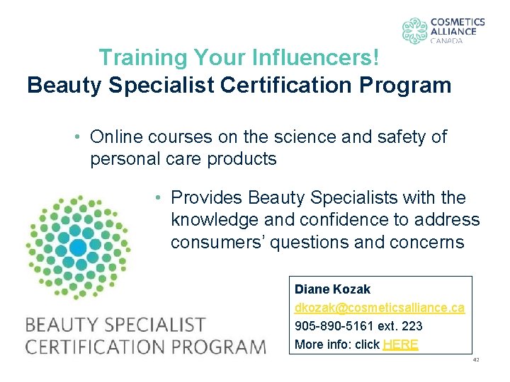 Training Your Influencers! Beauty Specialist Certification Program • Online courses on the science and